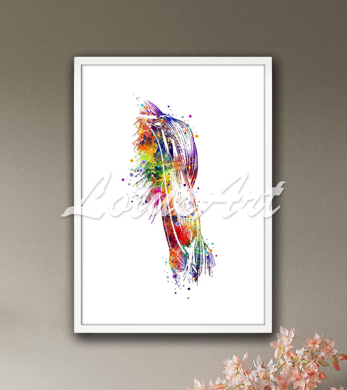 Arm muscles anatomy print with detail multicolor watercolor - physiotherapy medical artwork