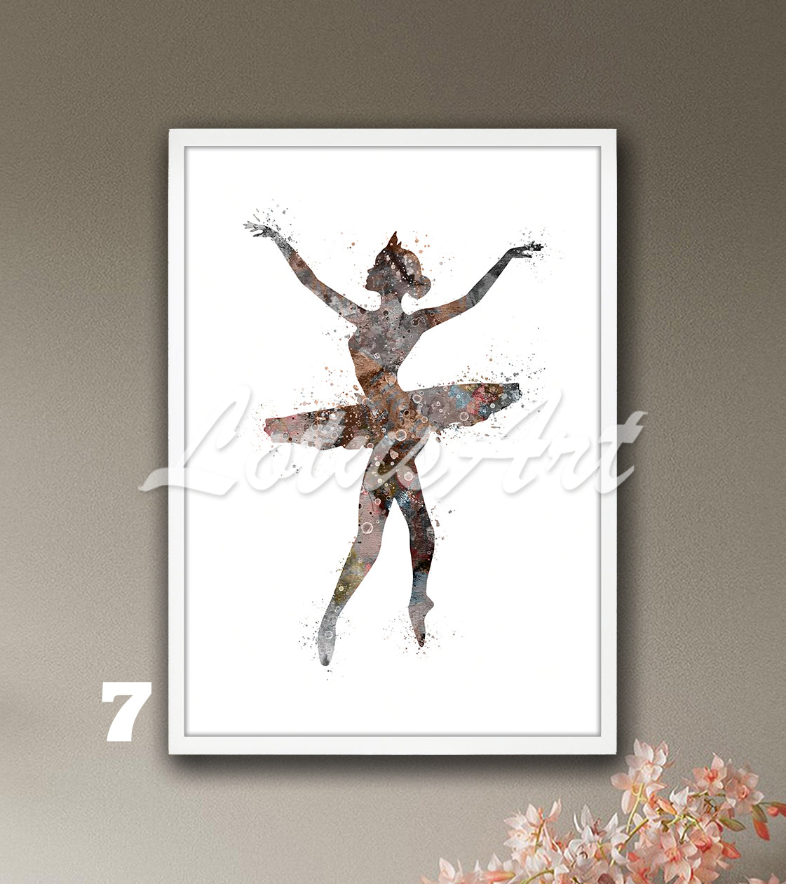 Ballerina Silhouette Watercolor Print | Ballet Dancer Wall Art | Girls Room Decor