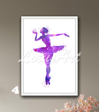 Graceful Ballerina Dance Watercolor Print: Ballet Wall Art for Girls Room