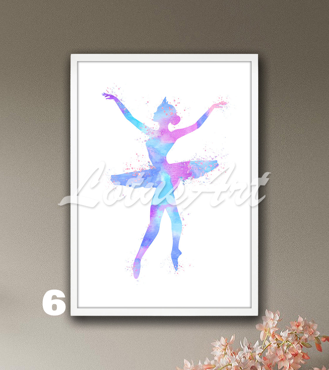 Ballerina Silhouette Watercolor Print | Ballet Dancer Wall Art | Girls Room Decor