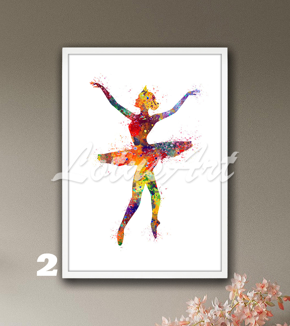 Ballerina Silhouette Watercolor Print | Ballet Dancer Wall Art | Girls Room Decor