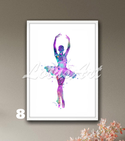 Elegant Ballet Pose Watercolor Print: Ballerina Wall Art for Girls Dancers