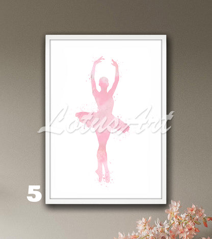 Elegant Ballet Pose Watercolor Print: Ballerina Wall Art for Girls Dancers