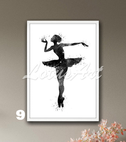 Graceful Ballerina Dance Watercolor Print: Ballet Wall Art for Girls Room