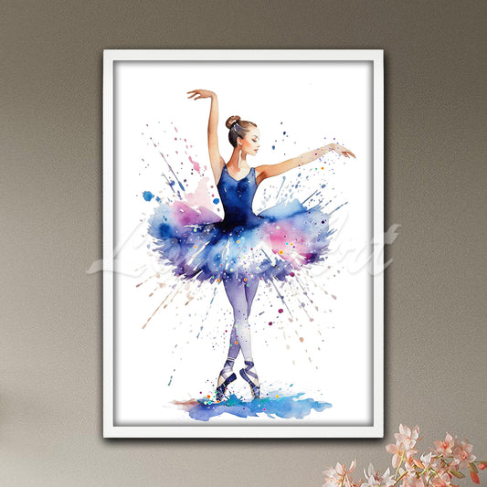 Ballet Dancer Watercolor Print: Ballerina Wall Art for Girls Room, Nursery Decor