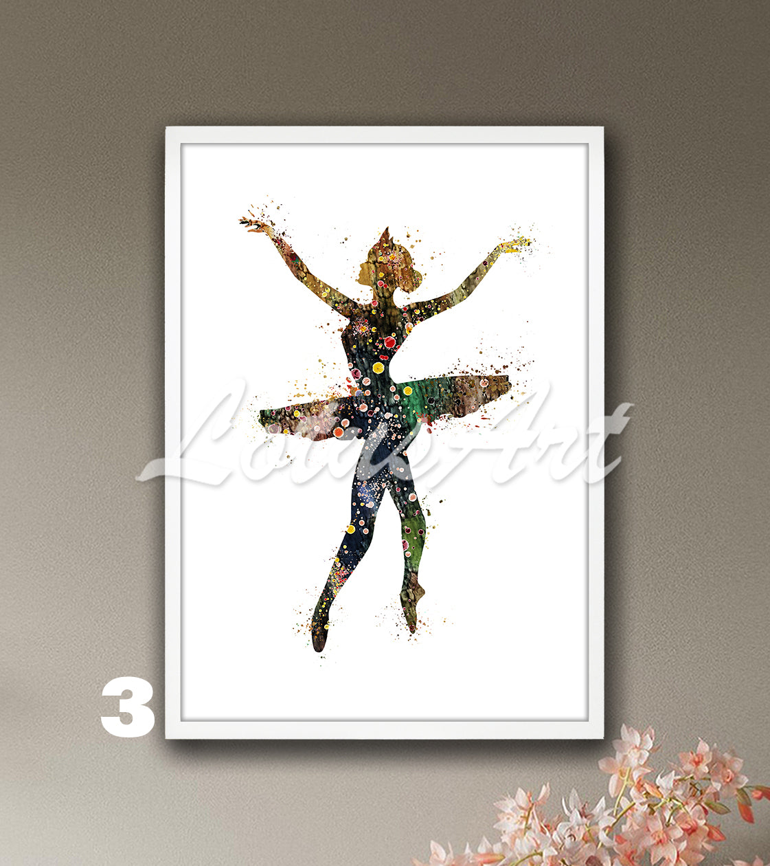 Ballerina Silhouette Watercolor Print | Ballet Dancer Wall Art | Girls Room Decor