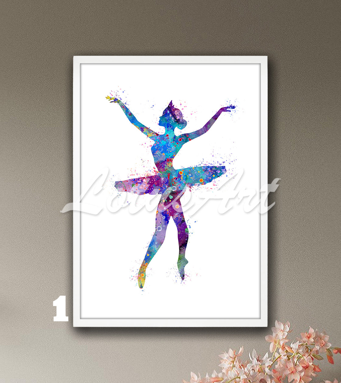 Ballerina Silhouette Watercolor Print | Ballet Dancer Wall Art | Girls Room Decor