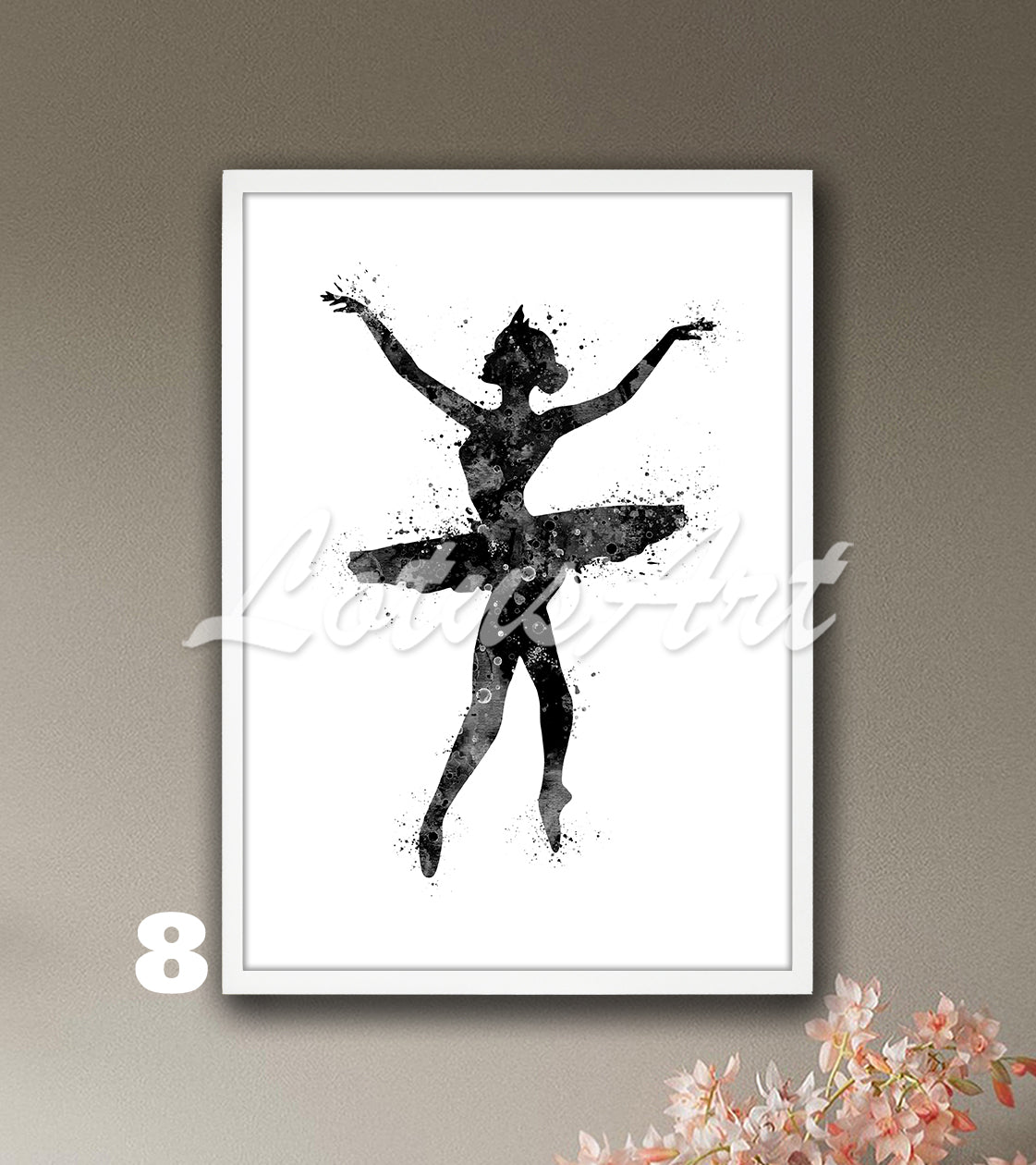 Ballerina Silhouette Watercolor Print | Ballet Dancer Wall Art | Girls Room Decor