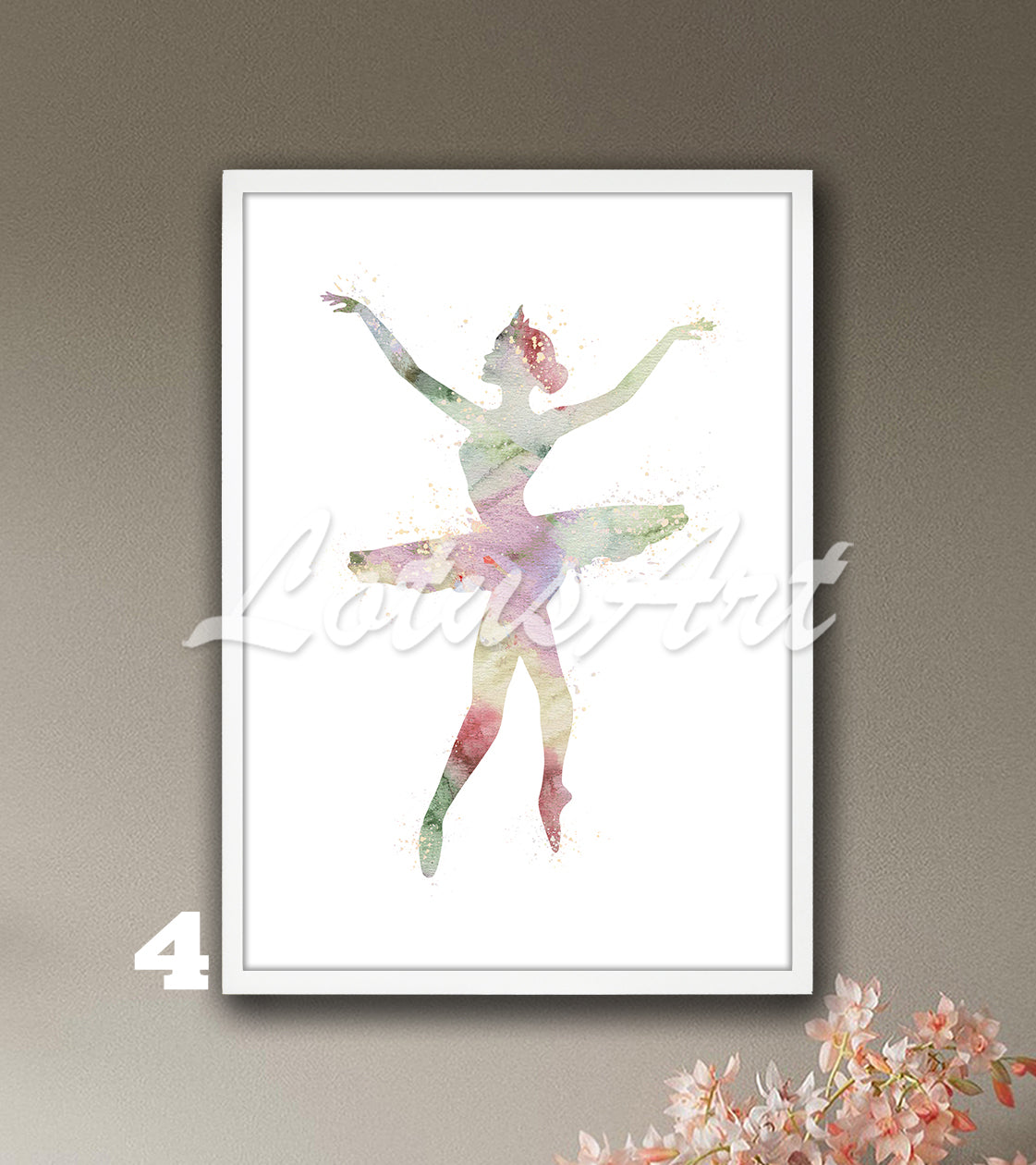 Ballerina Silhouette Watercolor Print | Ballet Dancer Wall Art | Girls Room Decor