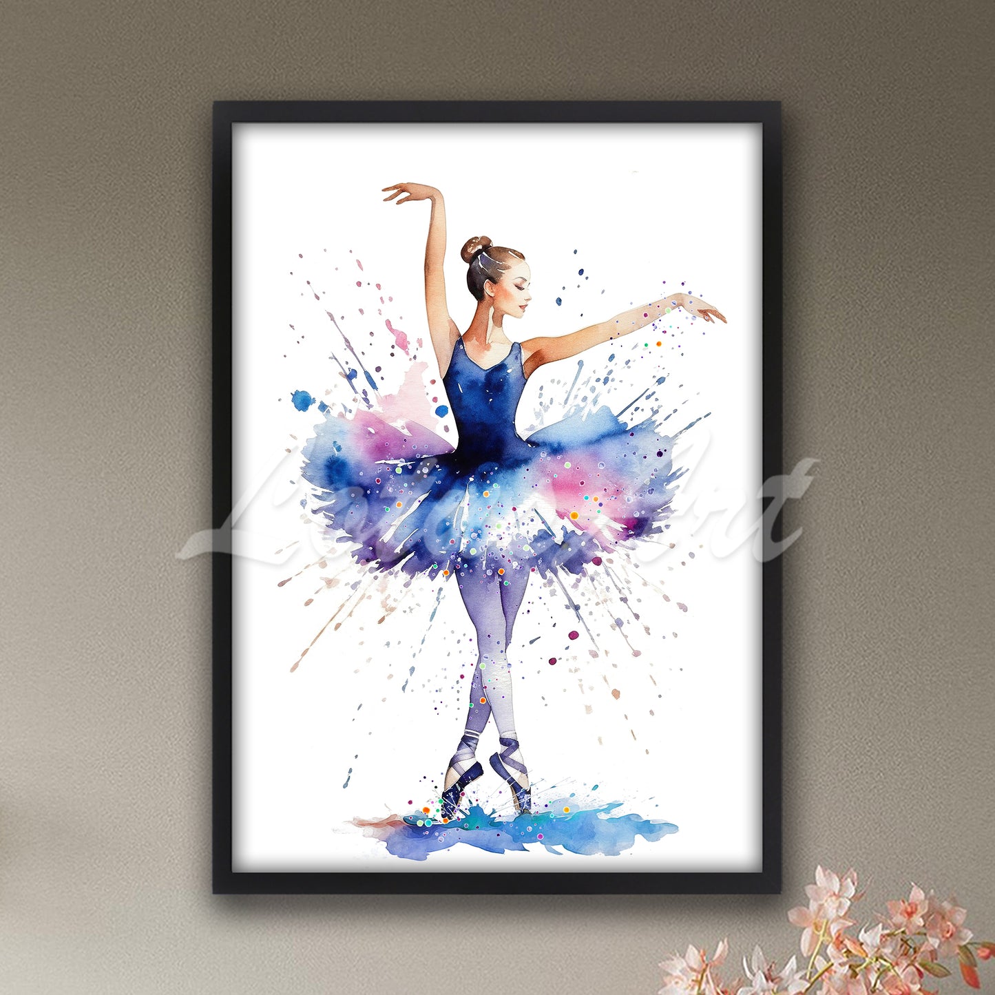 Ballet Dancer Watercolor Print: Ballerina Wall Art for Girls Room, Nursery Decor
