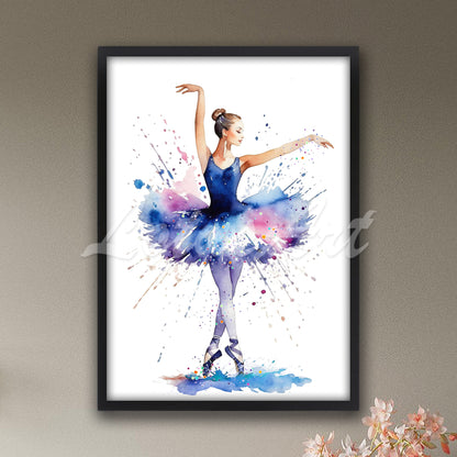 Ballet Dancer Watercolor Print: Ballerina Wall Art for Girls Room, Nursery Decor