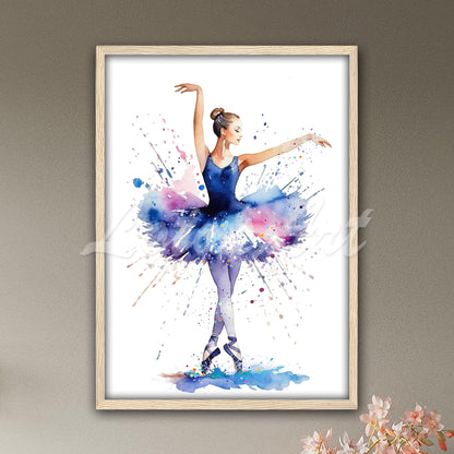 Ballet Dancer Watercolor Print: Ballerina Wall Art for Girls Room, Nursery Decor