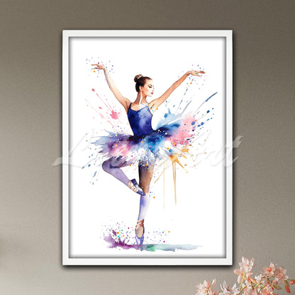 Ballet Performance Watercolor Print | Modern Ballerina Wall Art | Girls Room Decor