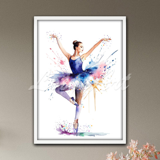 Ballet Performance Watercolor Print | Modern Ballerina Wall Art | Girls Room Decor