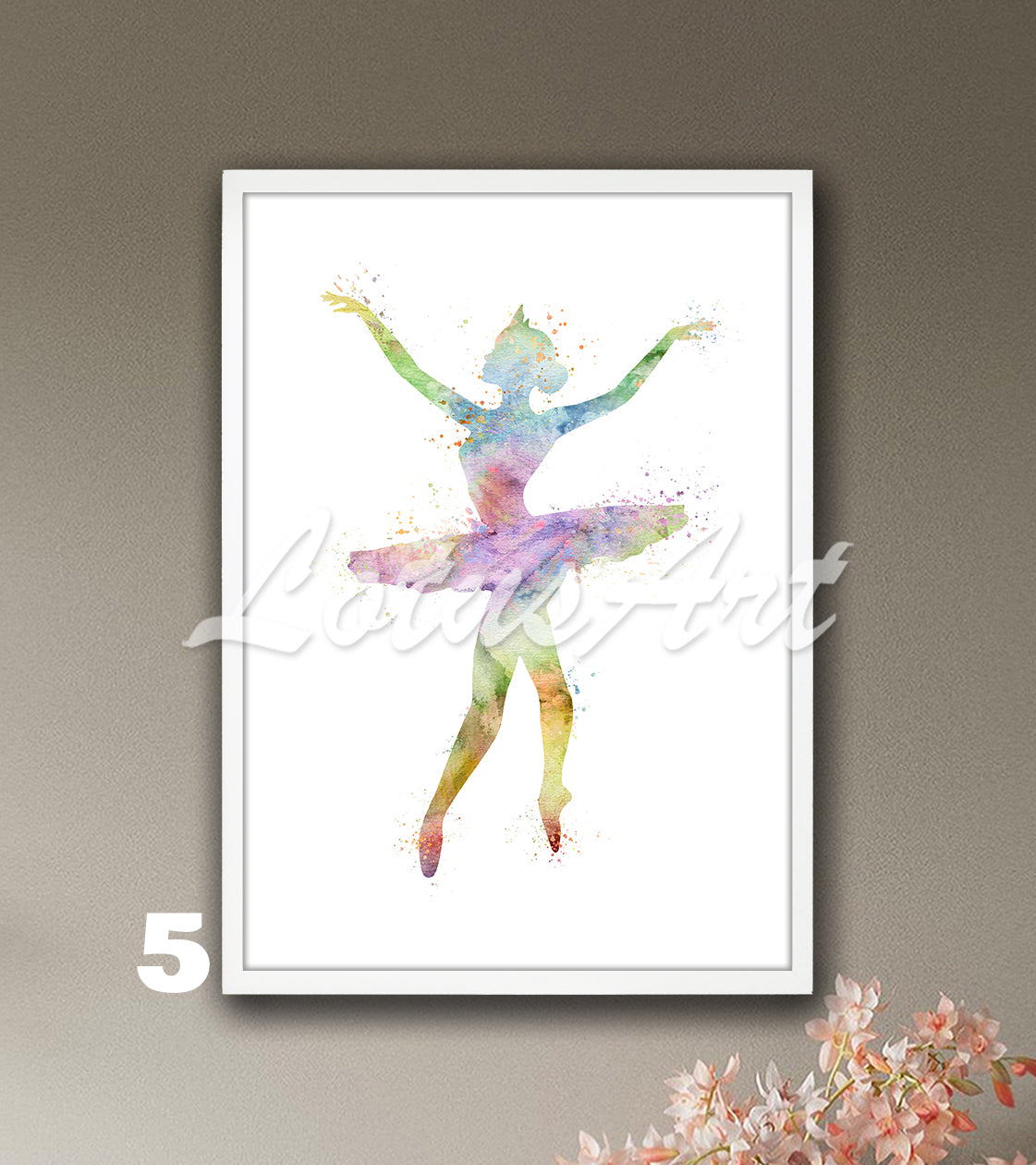 Ballerina Silhouette Watercolor Print | Ballet Dancer Wall Art | Girls Room Decor