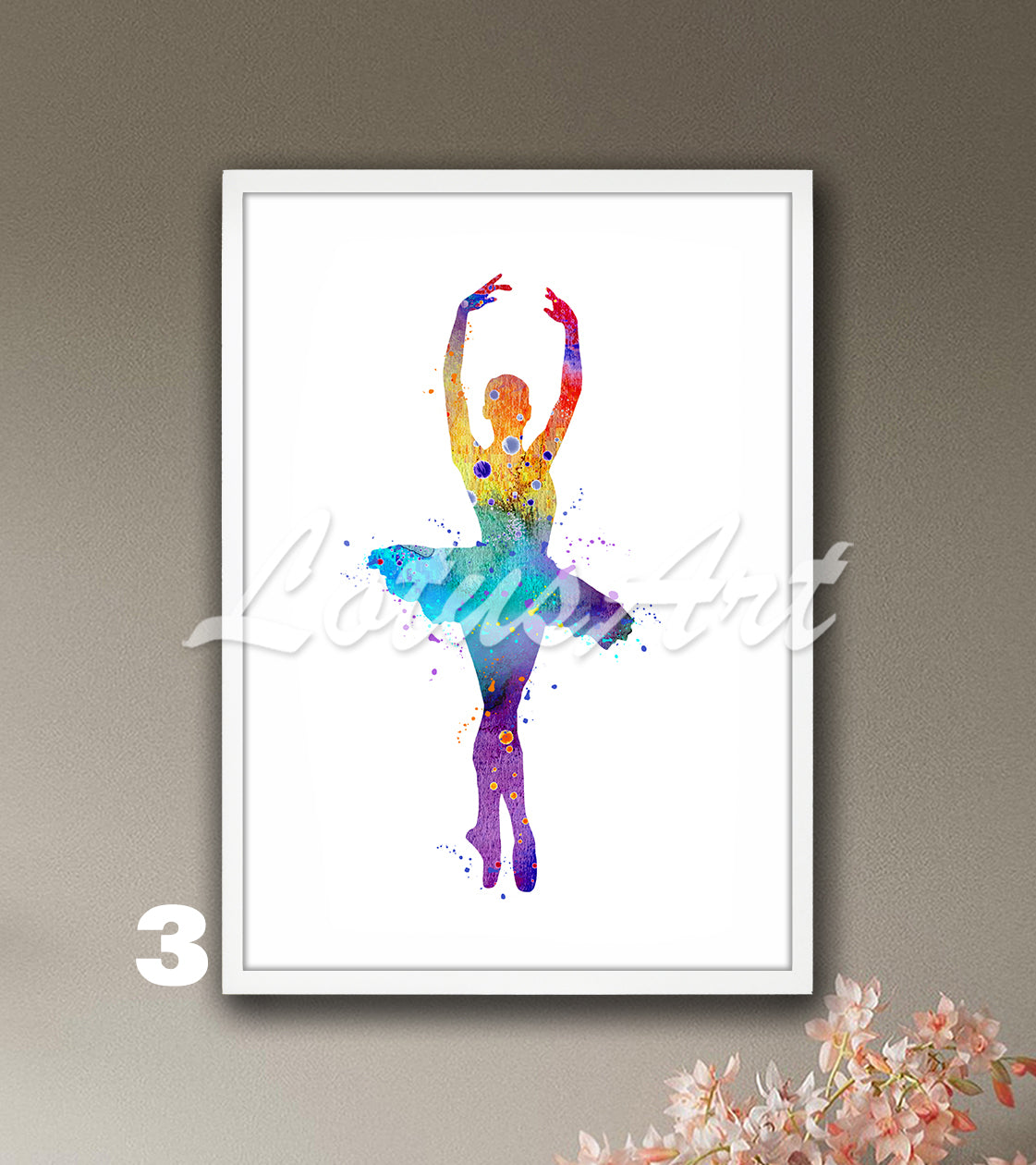 Elegant Ballet Pose Watercolor Print: Ballerina Wall Art for Girls Dancers