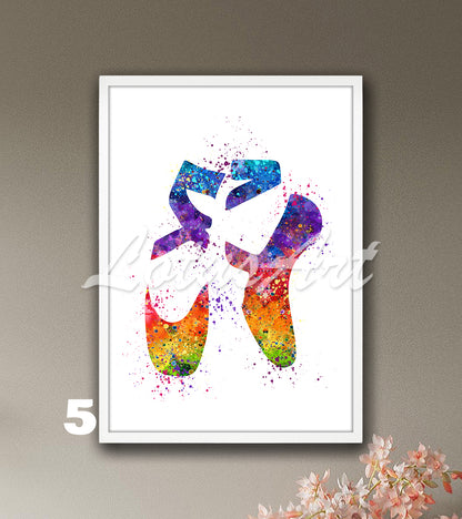 Watercolor Ballet Shoes Art Print – Ballerina Gift & Kids Room Decor