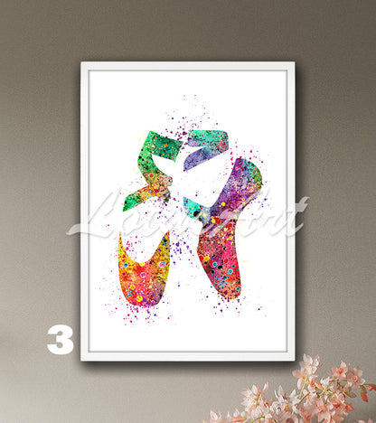 Watercolor Ballet Shoes Art Print – Ballerina Gift & Kids Room Decor