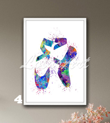 Watercolor Ballet Shoes Art Print – Ballerina Gift & Kids Room Decor
