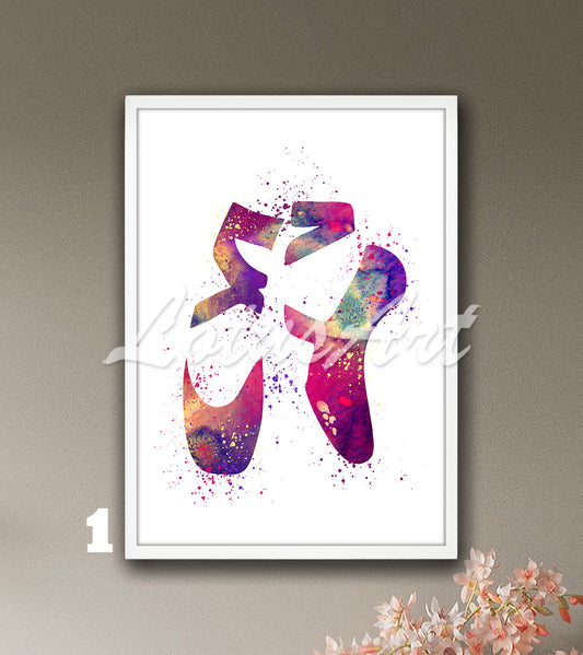 Watercolor Ballet Shoes Art Print – Ballerina Gift & Kids Room Decor