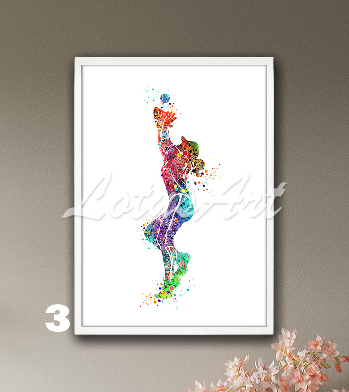 Baseball girl fielder catching ball multicolor watercolor print - youth sports artwork