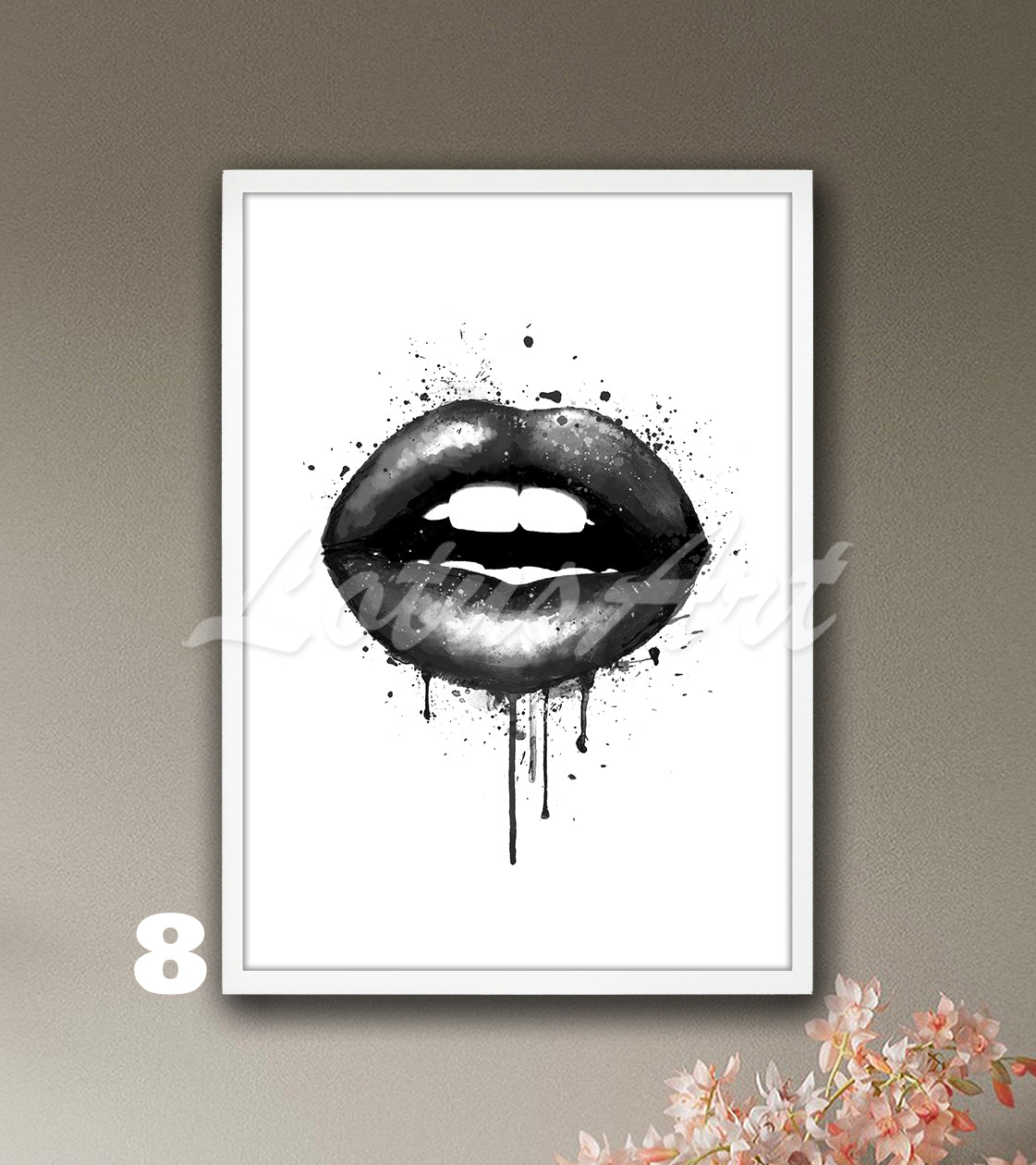 Lips Watercolor Art Print – Chic Fashion Wall Decor for Girls Rooms, Make-Up Poster