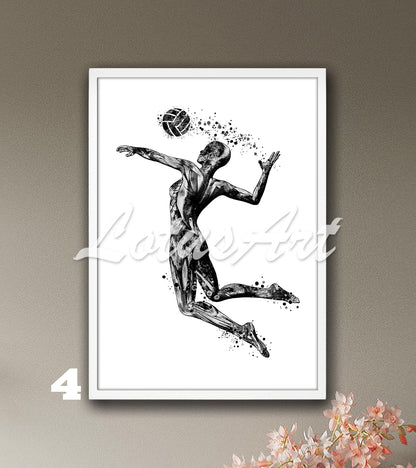 Black white body muscles anatomy art of a girl volleyball, watercolor print for sports medical decor.
