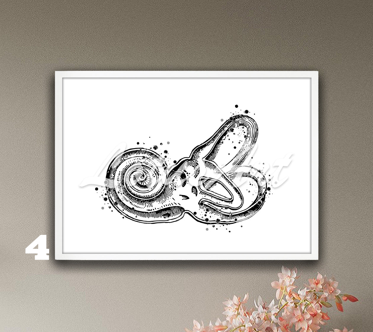 Bony Labyrinth Cochlea Anatomy Watercolor Print – Inner Ear Medical Poster & Audiologist Gift