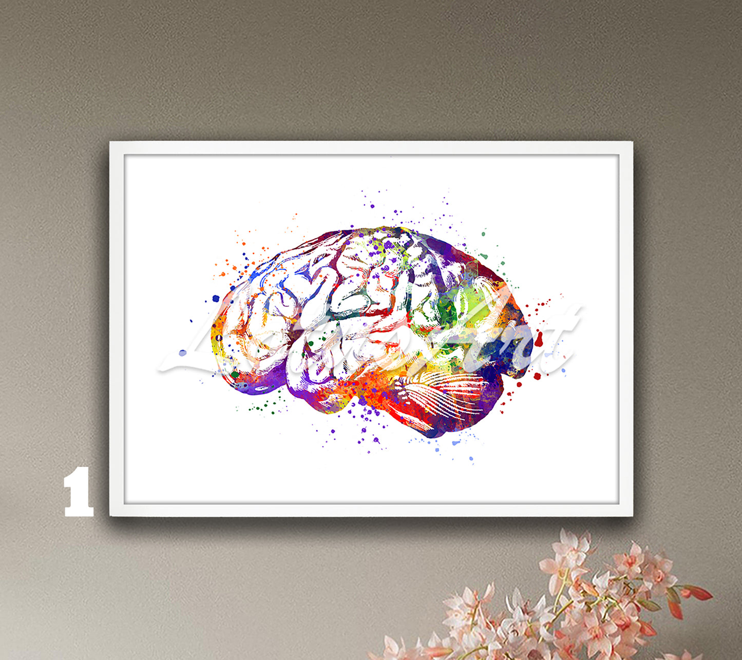 Anatomy of the human brain – art print of watercolor artwork – multicolor medical wall decor.