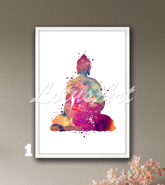 Buddha Watercolor Print – Zen Yoga Meditation Spiritual Wall Art, Buddhism Home Decor