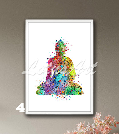 Buddha Watercolor Print – Zen Yoga Meditation Spiritual Wall Art, Buddhism Home Decor