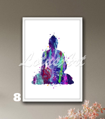 Buddha Watercolor Print – Zen Yoga Meditation Spiritual Wall Art, Buddhism Home Decor