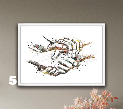 Caring Hands Watercolor Print – Medical Wall Art & Nurse Gift