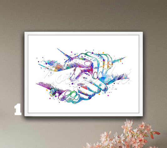 Caring Hands Watercolor Print – Medical Wall Art & Nurse Gift
