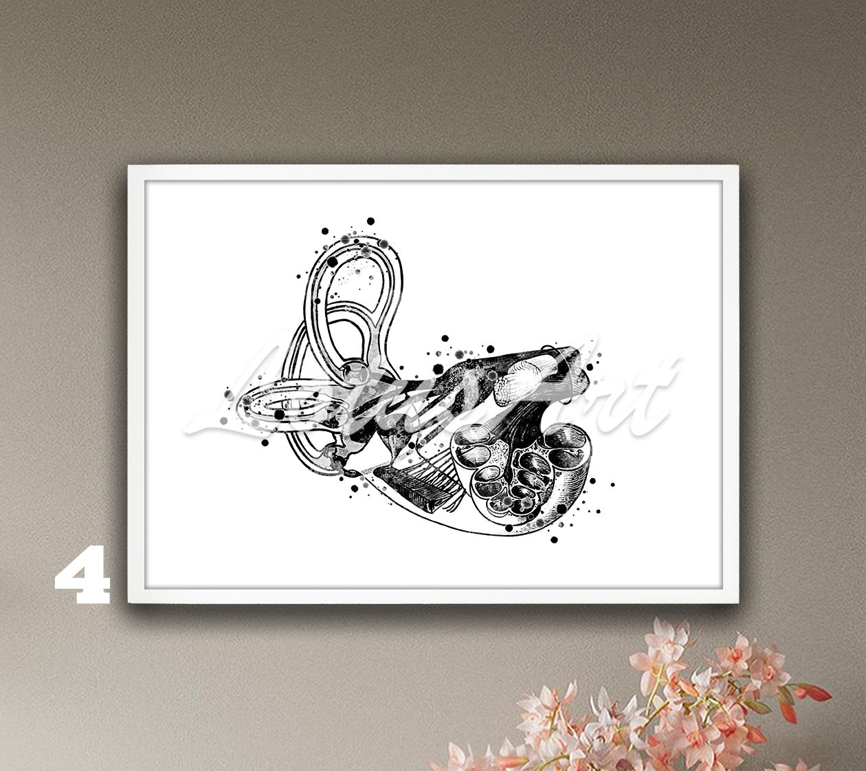 Cochlea Anatomy Watercolor Art Print – Inner Ear Medical Poster & Audiologist Gift