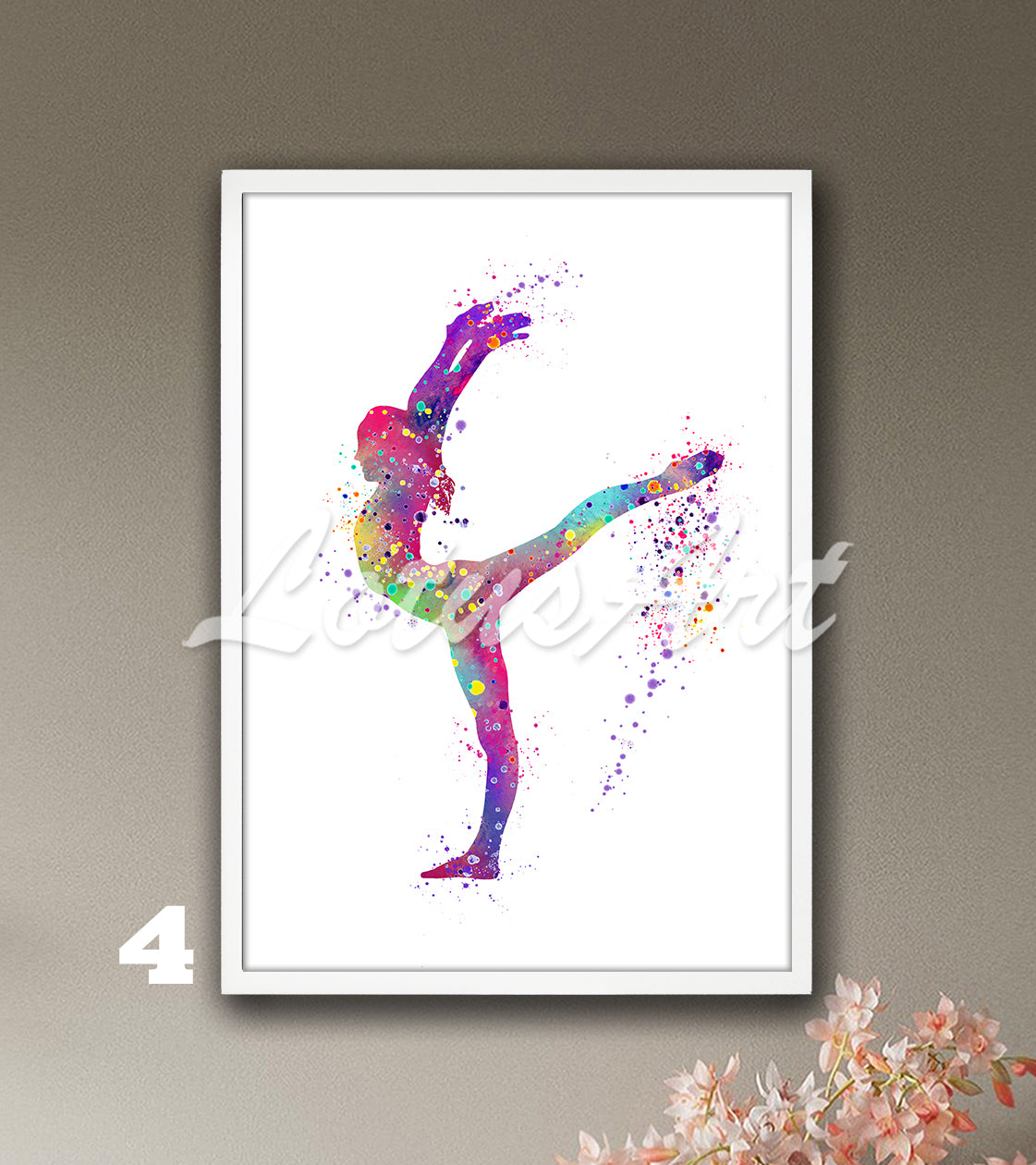 Colorful gymnastics watercolor sports art - vibrant gymnast wall decor
