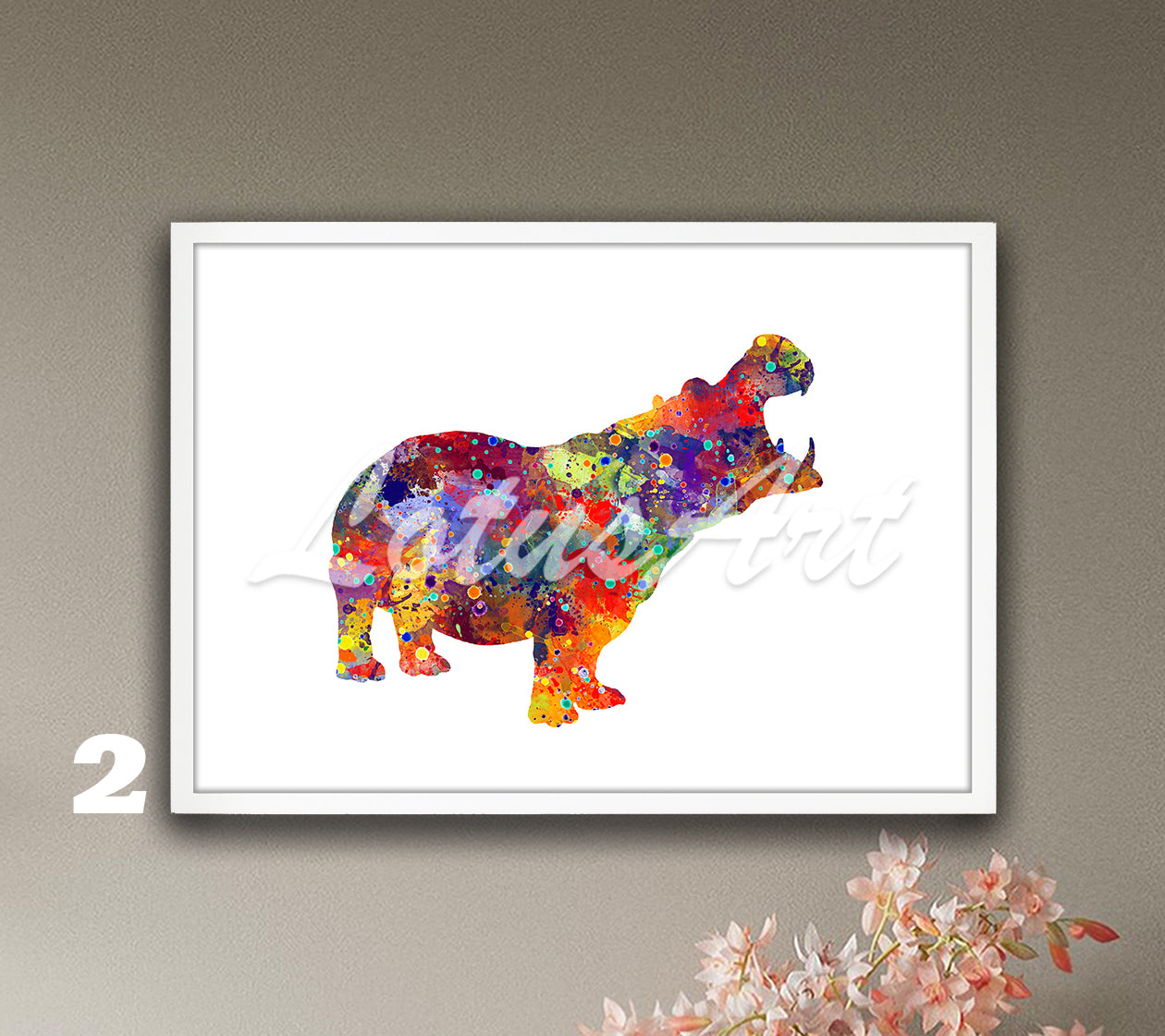 Hippo Watercolor Art Print, African Wildlife, Hippopotamus Nursery Wall Decor