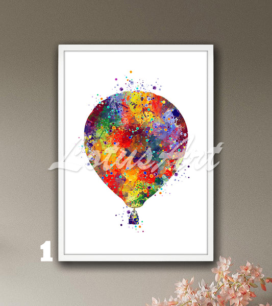 Hot Air Balloon Watercolor Print – Kids Room Wall Art & Nursery Decor