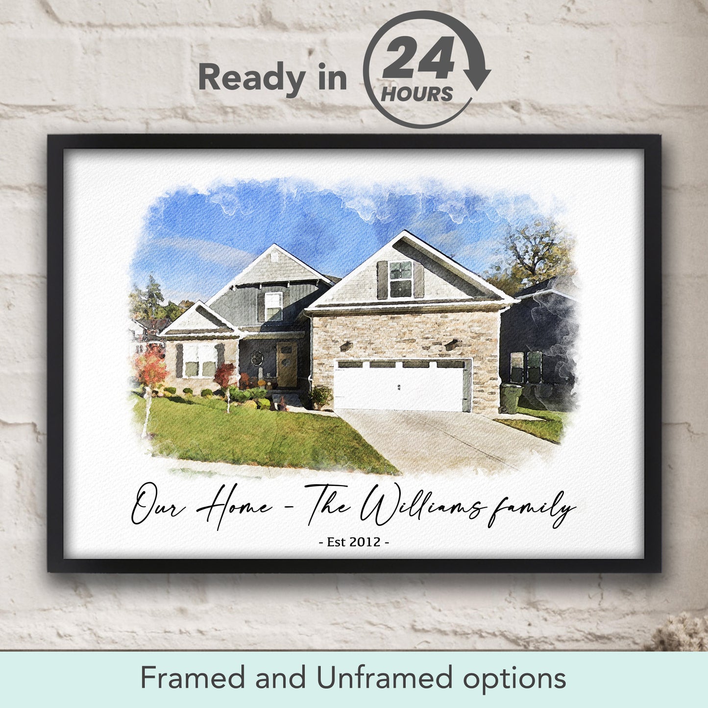 Custom Watercolor House Portrait – Personalized Our Home Painting Art Print