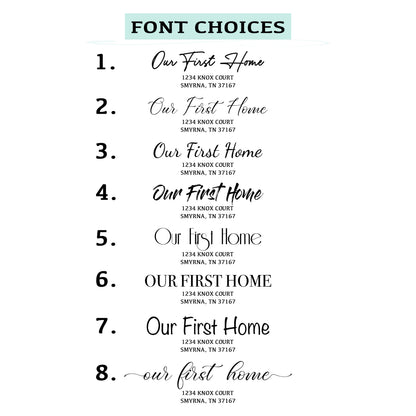 Font choices for custom watercolor house portrait, 8 personalized text styles for our home art print