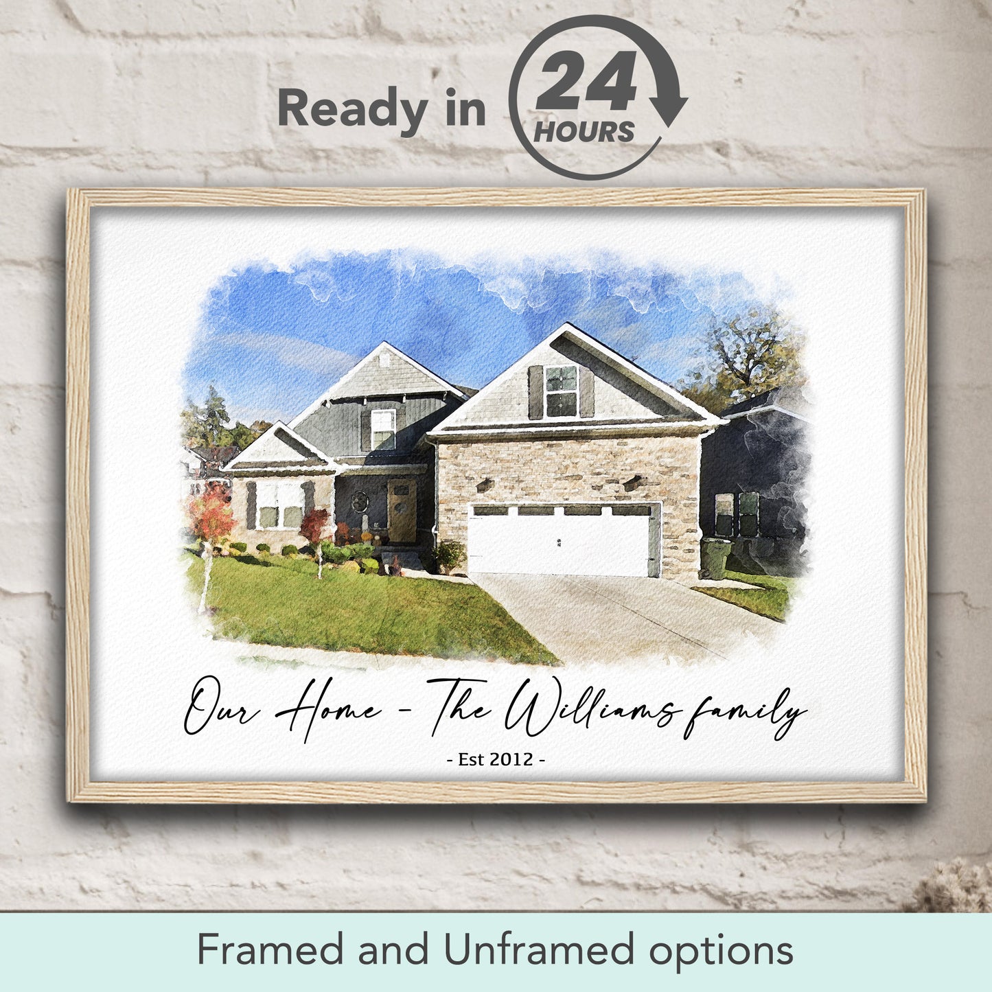 Custom Watercolor House Portrait – Personalized Our Home Painting Art Print