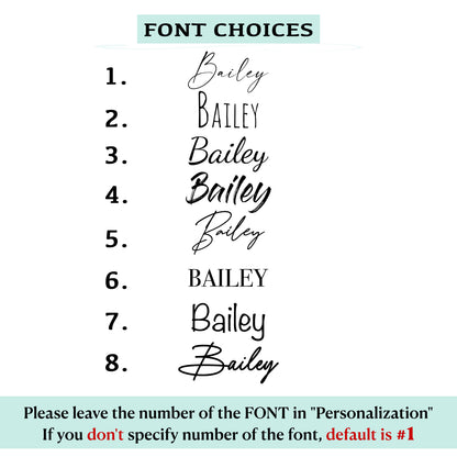 Font choices for custom watercolor pet portrait, 8 personalized text styles for cat and dog art print