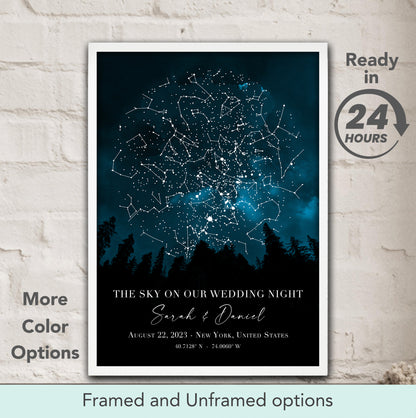 Personalized Star Map - The Sky On Our Wedding Night Custom Print
