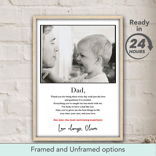Personalized Dad Definition Print with Photo – Custom Father's Day Photo Gift