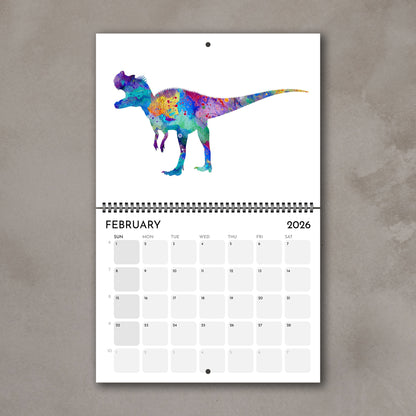 2026 Dinosaurs Wall Calendar – Watercolor Dino Art, Kids Room Gifts & Animals Nursery Decor