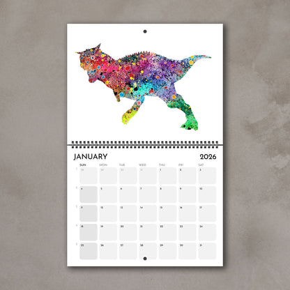 2026 Dinosaurs Wall Calendar – Watercolor Dino Art, Kids Room Gifts & Animals Nursery Decor