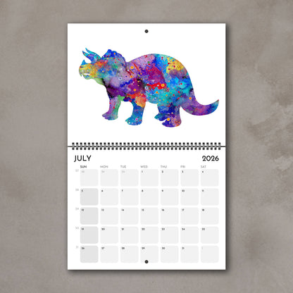 2026 Dinosaurs Wall Calendar – Watercolor Dino Art, Kids Room Gifts & Animals Nursery Decor