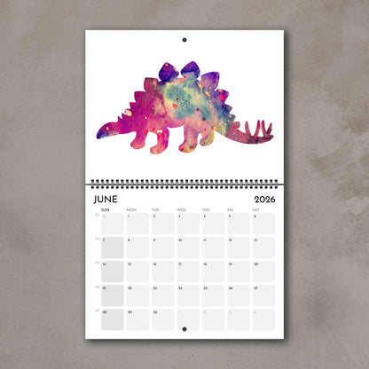 2026 Dinosaurs Wall Calendar – Watercolor Dino Art, Kids Room Gifts & Animals Nursery Decor