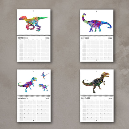 2026 Dinosaurs Wall Calendar – Watercolor Dino Art, Kids Room Gifts & Animals Nursery Decor