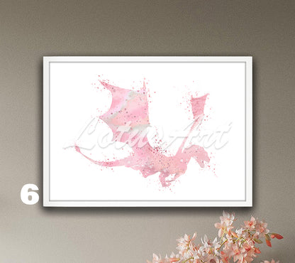 Flying Dragon Watercolor Art Print – Fantasy Kids Room & Nursery Wall Decor